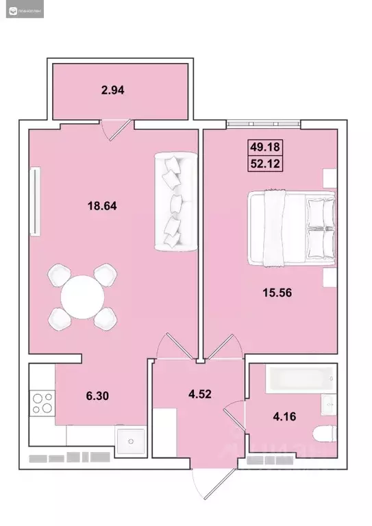 2-к кв. Иркутская область, Иркутск Ново-Ленино мкр,  (52.12 м) - Фото 1