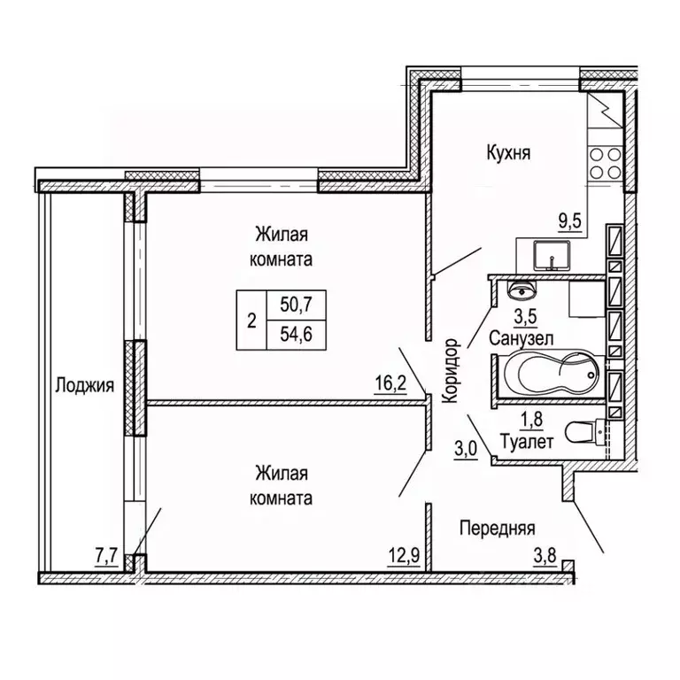 2-к кв. Приморский край, Владивосток На Черняховского жилой квартал,  ... - Фото 1