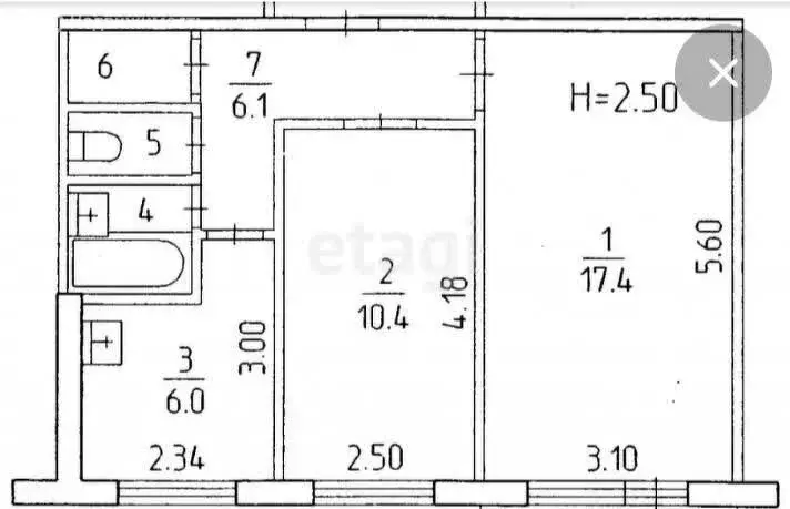 2-комнатная квартира: Черногорск, улица Сурикова, 16 (44 м) - Фото 0