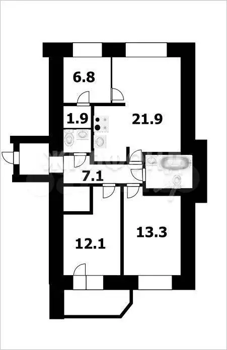 3-к. квартира, 75,2 м, 4/9 эт. - Фото 0