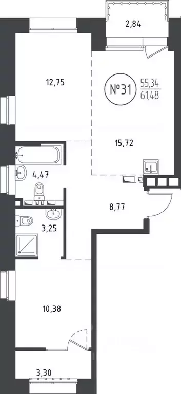 2-к кв. Иркутская область, Иркутск ул. Эдуара Дьяконова, 11 (61.48 м) - Фото 0