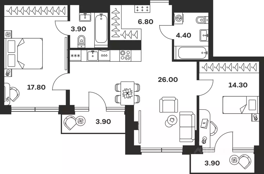 2-к кв. Тульская область, Тула ул. Фридриха Энгельса, 62 (81.0 м) - Фото 1