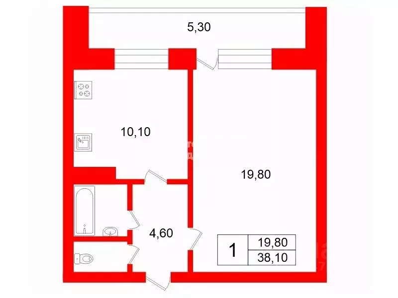 1-к кв. Санкт-Петербург просп. Наставников, 48 (38.1 м) - Фото 2