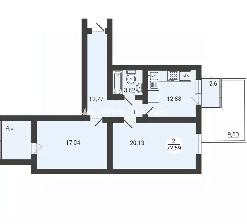 2-к кв. Челябинская область, Магнитогорск ул. Зеленый Лог, 71/2 (70.0 ... - Фото 2