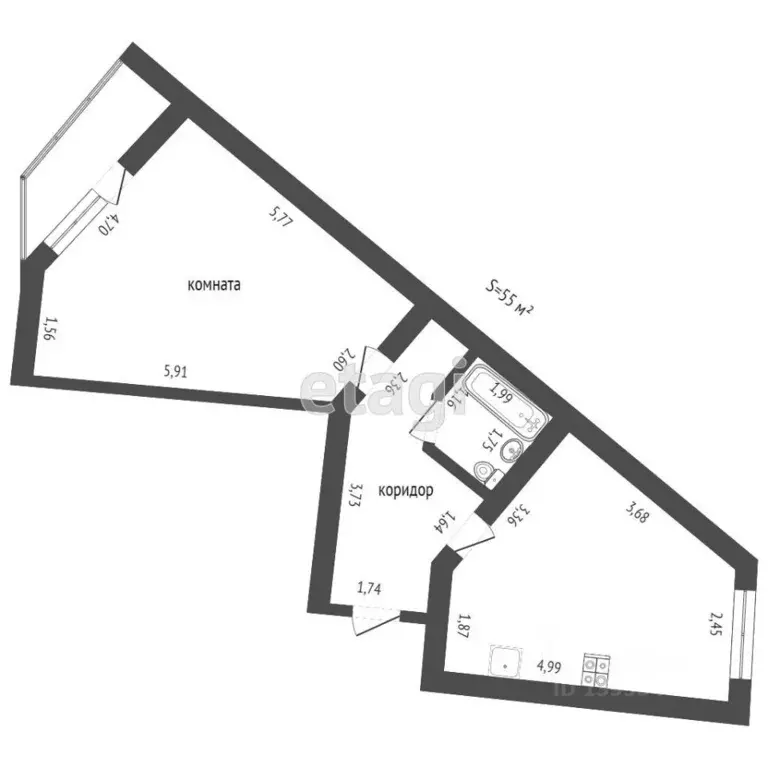 1-к кв. Тюменская область, Тюмень Микрорайон мыс, ул. Малиновского, ... - Фото 0