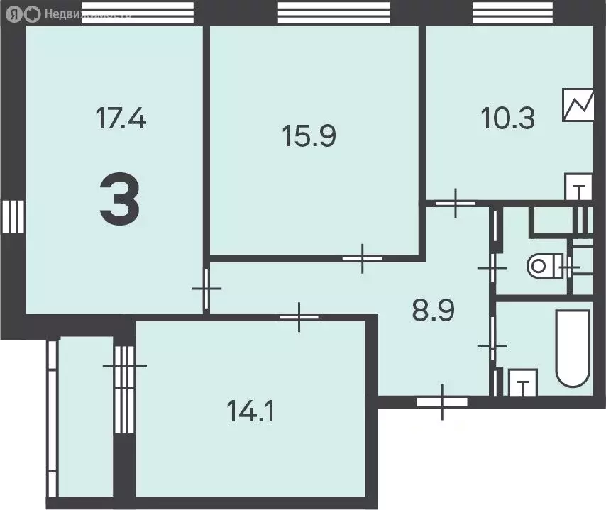 3-комнатная квартира: Москва, улица Петра Романова, 18 (72.1 м) - Фото 0