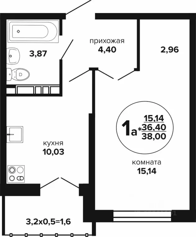 1-к кв. Краснодарский край, Краснодар Музыкальный мкр, ул. Имени ... - Фото 0