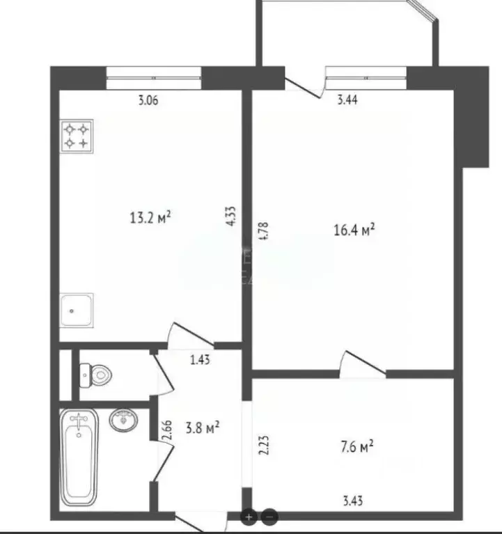 1-к кв. Тюменская область, Тюмень ул. Московский Тракт, 165 (43.0 м) - Фото 0