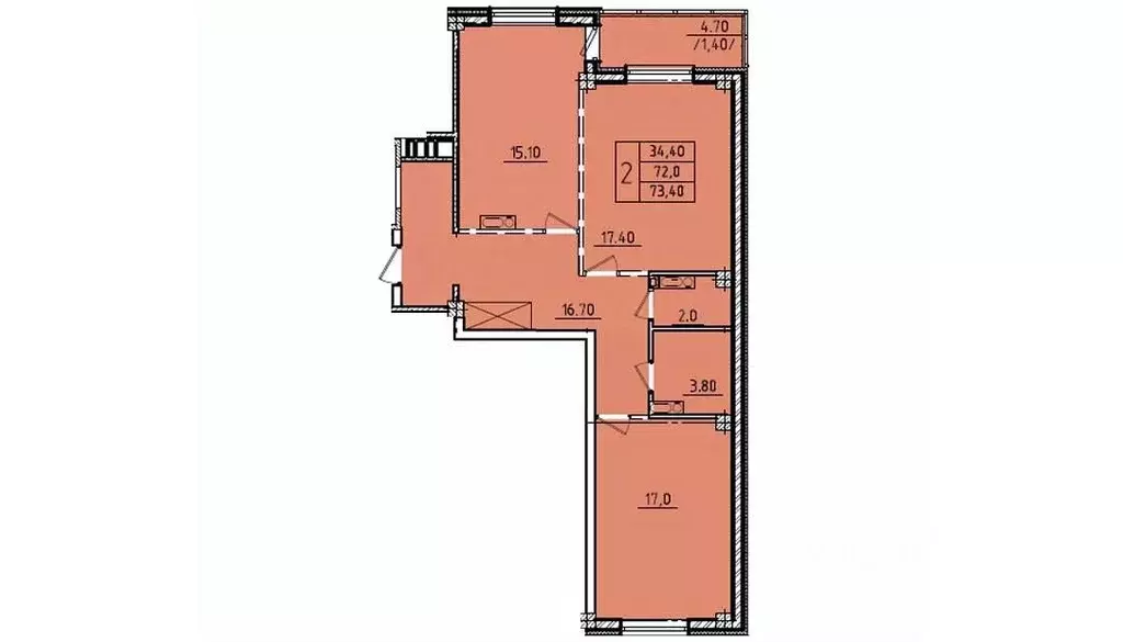 2-к кв. Омская область, Омск Волгоградская ул., 46 (75.1 м) - Фото 0