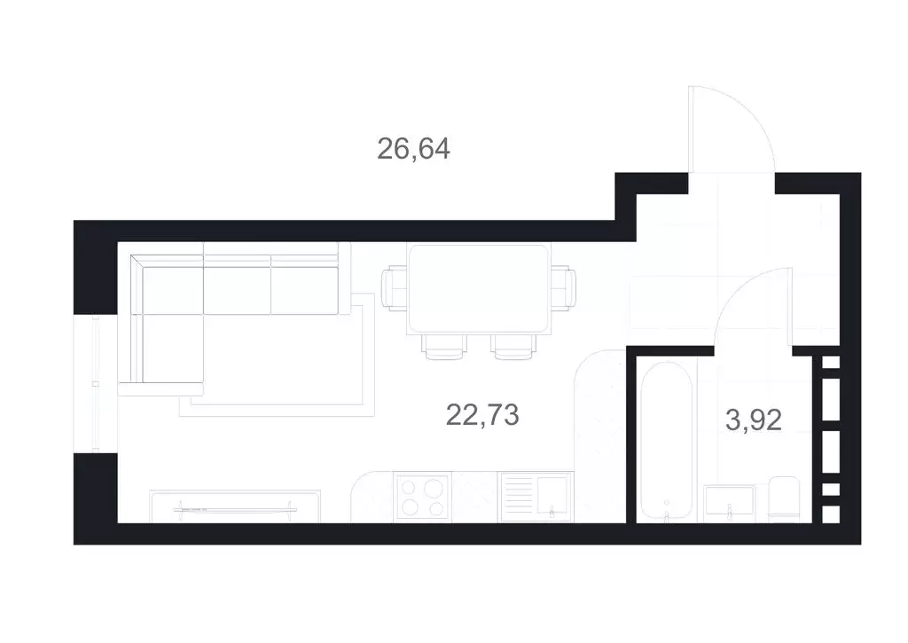 Квартира-студия: Каспийск, улица М. Халилова, 1А (26.64 м) - Фото 1