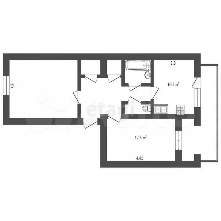 2-к. квартира, 57,6 м, 3/5 эт. - Фото 0
