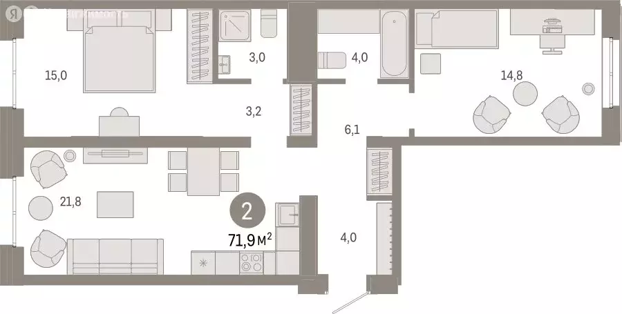 2-комнатная квартира: Екатеринбург, улица Советских Женщин (71.9 м) - Фото 0