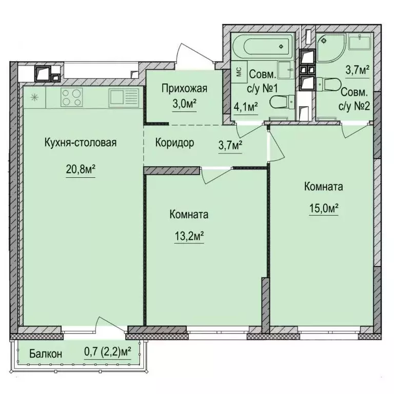 2-к кв. Удмуртия, Ижевск Союзная ул., 8Б (64.0 м) - Фото 2