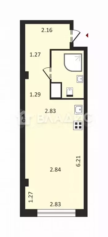 Квартира-студия, 27,6 м, 5/11 эт. - Фото 0