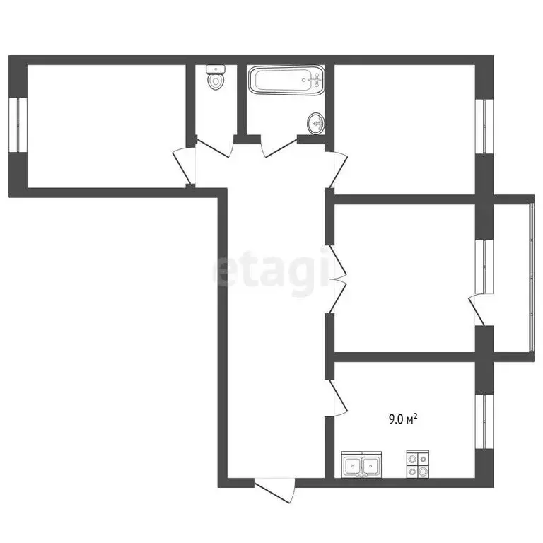 3-комнатная квартира: Елизово, улица Рябикова, 57 (64.3 м) - Фото 1