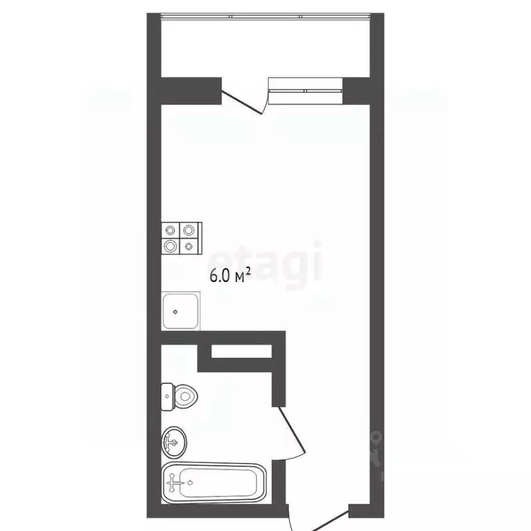 Студия Тюменская область, Тюмень ул. Вадима Бованенко, 3 (22.2 м) - Фото 1