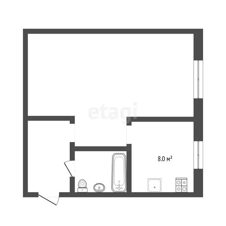 1-комнатная квартира: Тюмень, Холодильная улица, 120А (32.2 м) - Фото 1