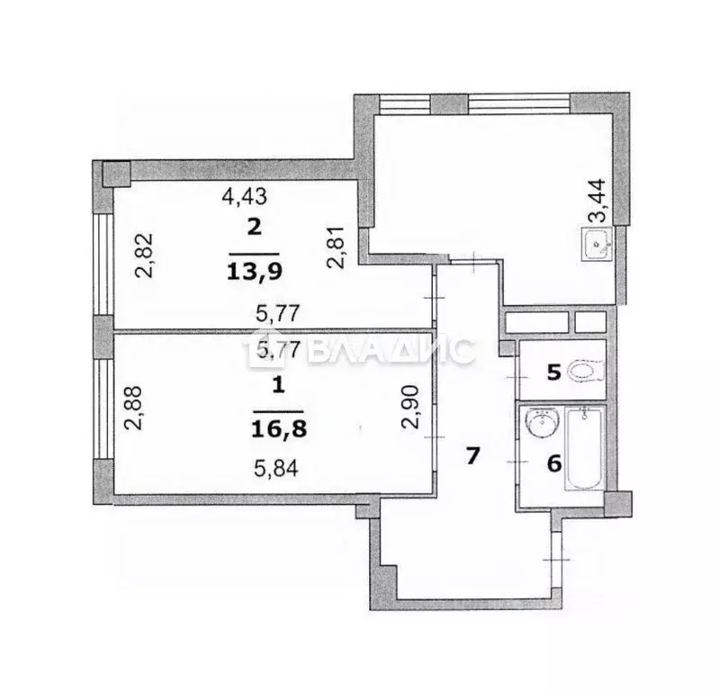 2-к кв. Белгородская область, Белгород ул. Есенина, 9к3 (56.8 м) - Фото 1
