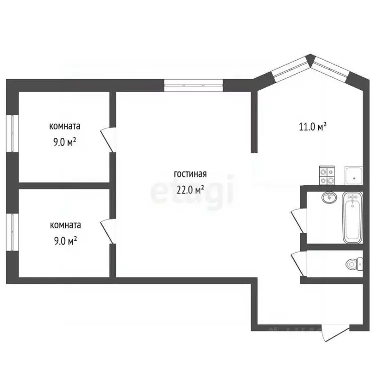 3-к кв. Московская область, Одинцово ул. Маршала Толубко, 3к2 (69.0 м) - Фото 2
