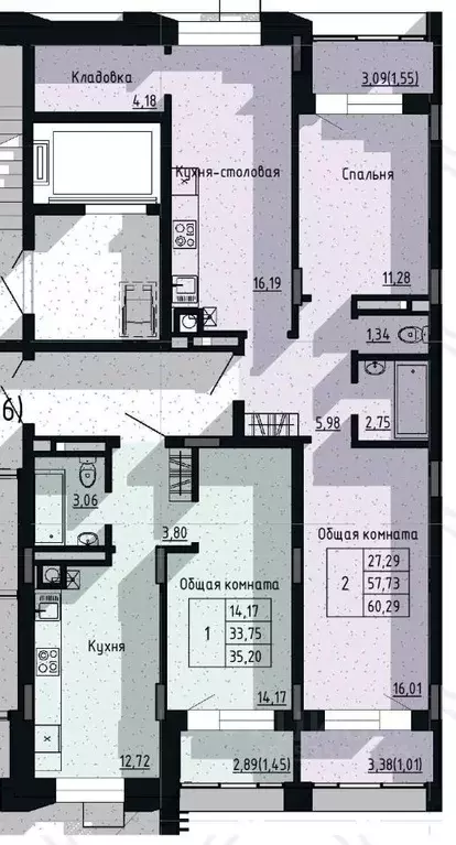2-к кв. Саха (Якутия), Якутск пос. Геологов,  (60.29 м) - Фото 1