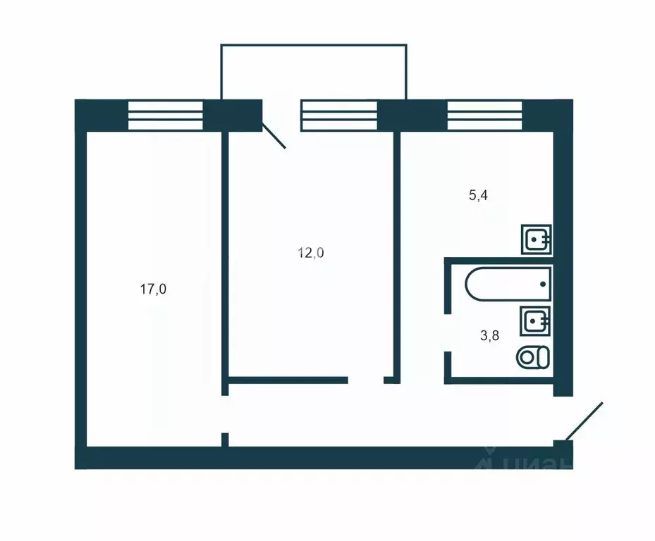 2-к кв. Новосибирская область, Новосибирск ул. Римского-Корсакова, 2 ... - Фото 2