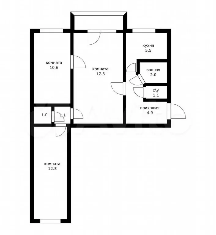 3-к. квартира, 60 м, 2/5 эт. - Фото 0