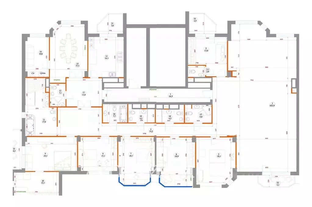 6-к кв. Москва Ломоносовский просп., 25к3 (375.2 м) - Фото 2