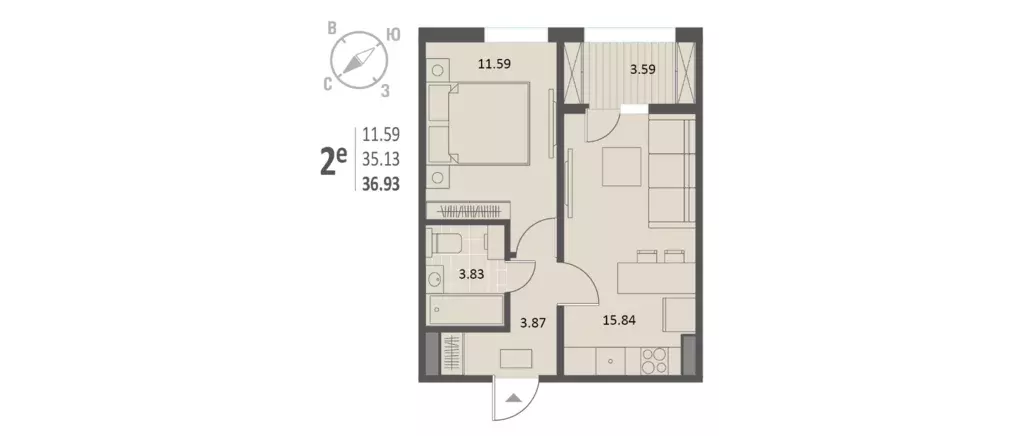 Продаётся 1-к квартира, 36.93 м - Фото 0