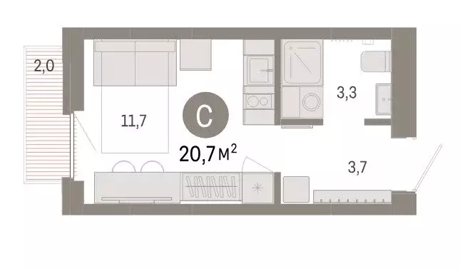 Квартира-студия: Екатеринбург, улица Академика Ландау, 1 (20 м) - Фото 0