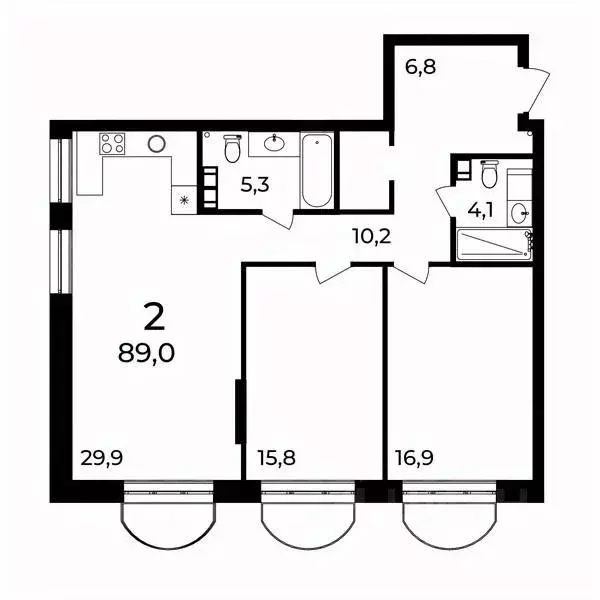 2-к кв. Нижегородская область, Нижний Новгород ул. Воровского, 8 (89.0 ... - Фото 1