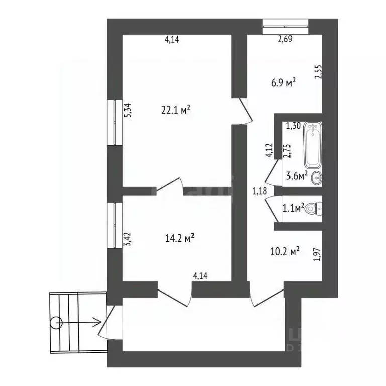 2-к кв. Амурская область, Благовещенск городской округ, с. Белогорье ... - Фото 2