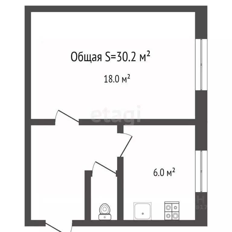 1-к кв. Брянская область, Брянск ул. Челюскинцев, 14 (30.2 м) - Фото 1