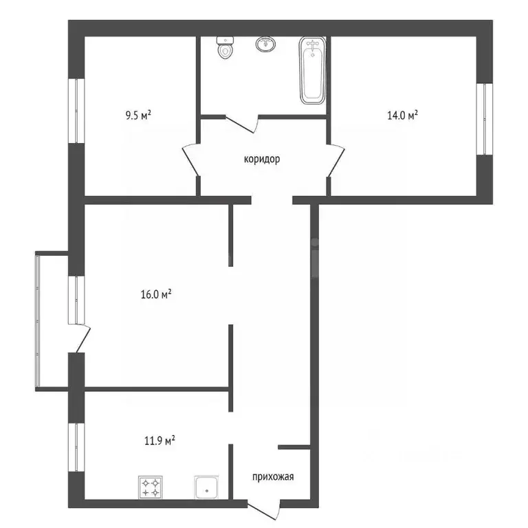 3-к кв. Красноярский край, Красноярск 9 Мая ул., 7 (68.3 м) - Фото 1