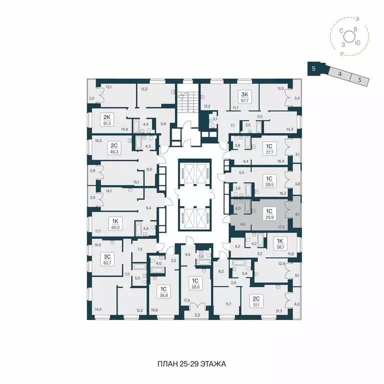 Квартира-студия: Новосибирск, ЖК Расцветай на Красном (29.9 м) - Фото 1