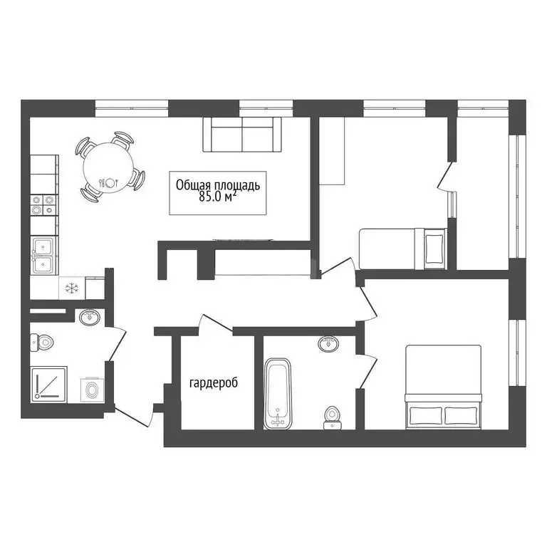 3-комнатная квартира: Новосибирск, улица Ясный Берег, 14 (85 м) - Фото 1