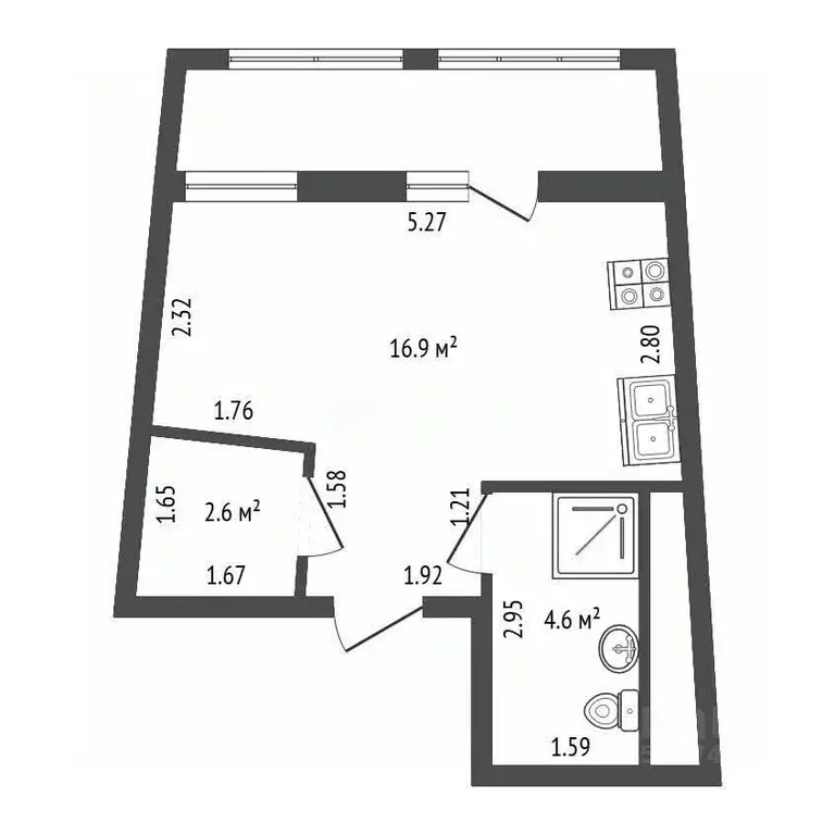Студия Санкт-Петербург Планерная ул., 91к2 (30.1 м) - Фото 1