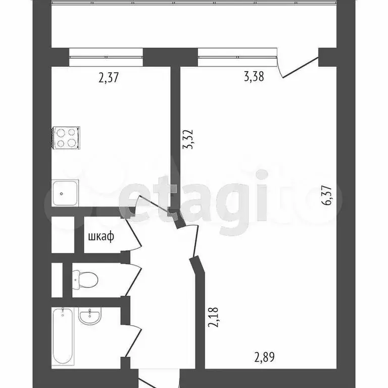1-к. квартира, 55 м, 8/9 эт. - Фото 0