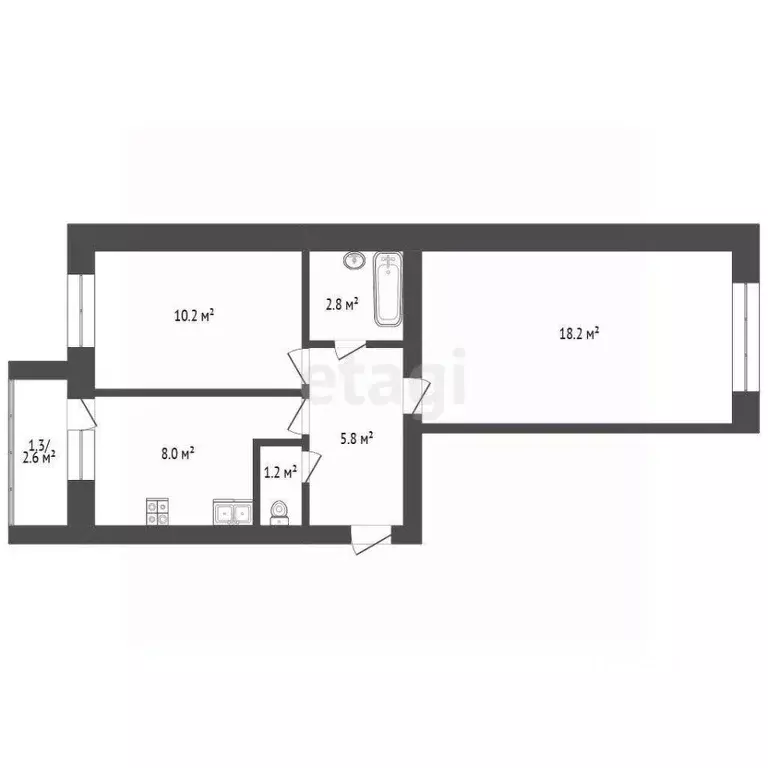 2-к кв. Ярославская область, Рыбинск Юбилейная ул., 54к2 (48.0 м) - Фото 2