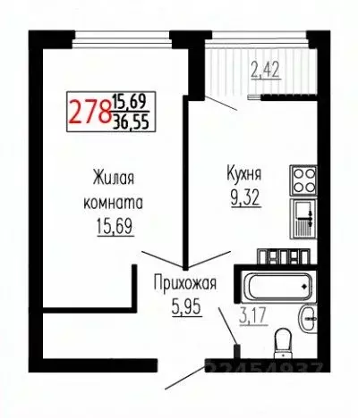 1-к кв. Свердловская область, Екатеринбург ул. Лыжников, 3 (36.6 м) - Фото 1