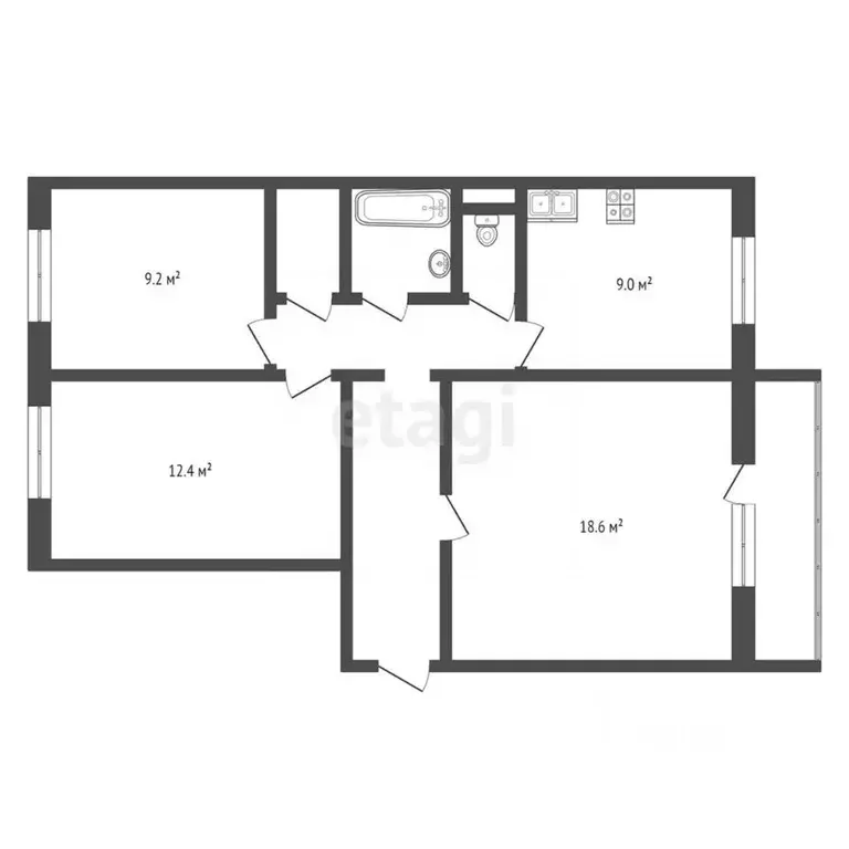 Комната Свердловская область, Каменск-Уральский ул. Гагарина, 34 (20.0 ... - Фото 2