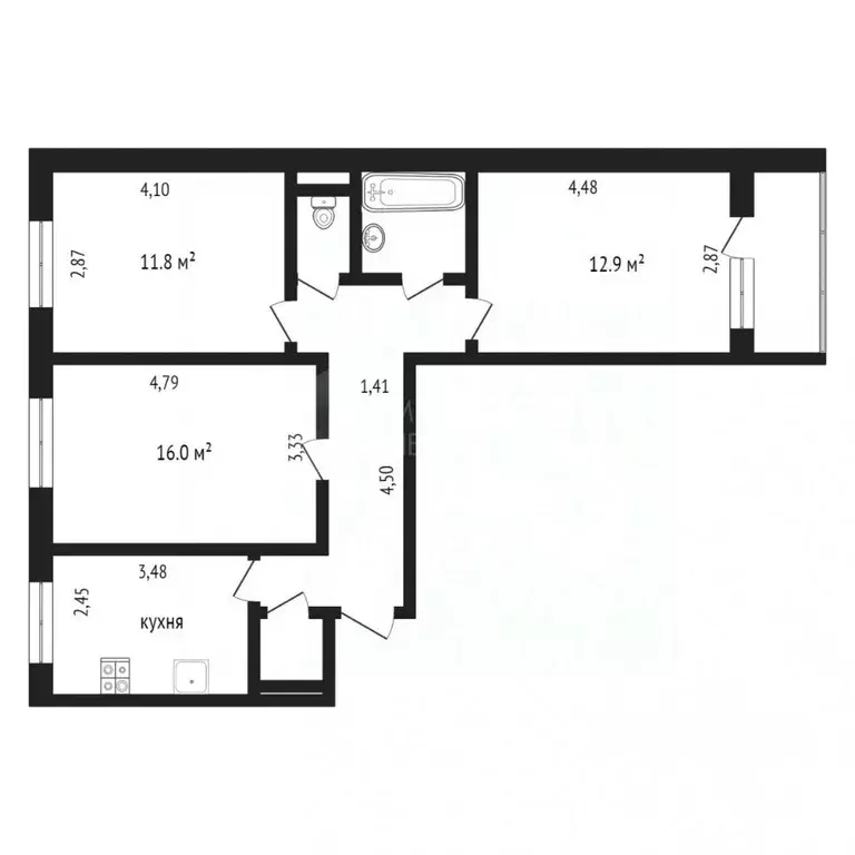 3-к кв. Тюменская область, Тюмень ул. 30 лет Победы, 138 (65.9 м) - Фото 2