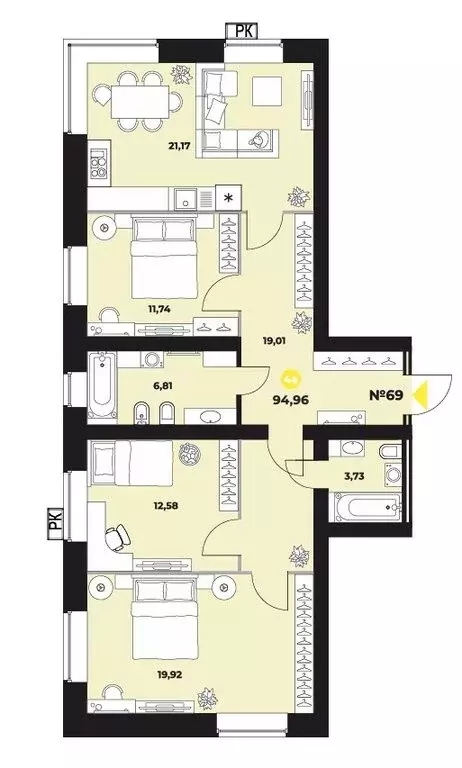 3-комнатная квартира: Самара, улица Гастелло, 6 (94.96 м) - Фото 1
