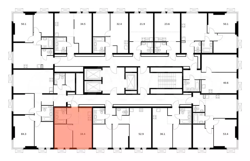 1-к. квартира, 34,4 м, 13/22 эт. - Фото 1