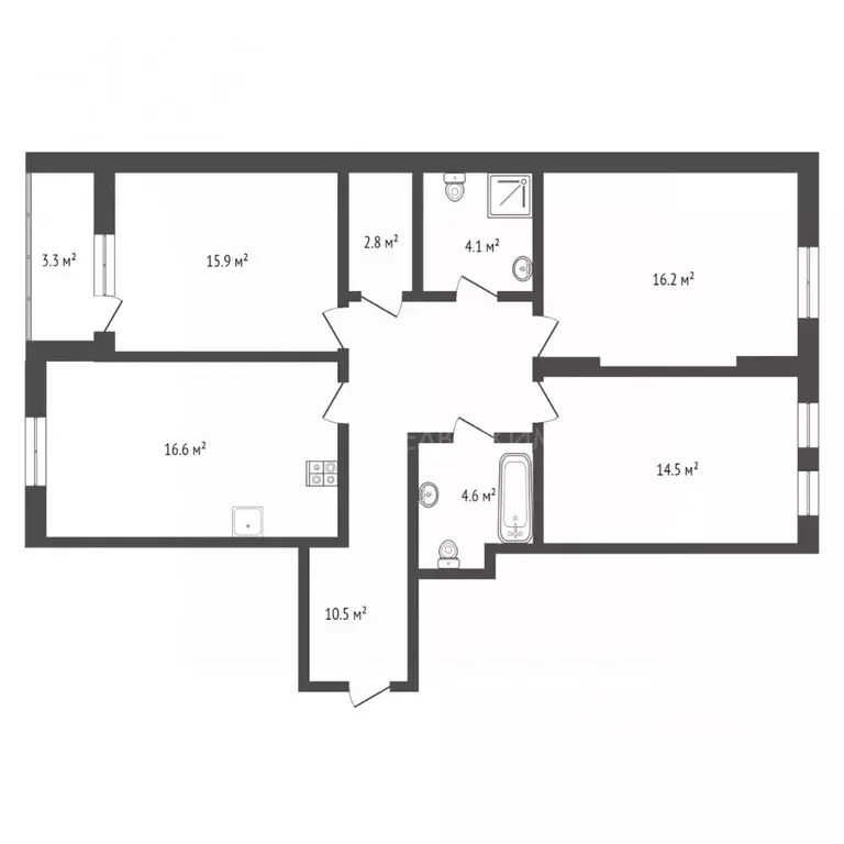 3-к кв. Тюменская область, Тюмень ул. Сергея Свиридова, 5 (64.9 м) - Фото 2