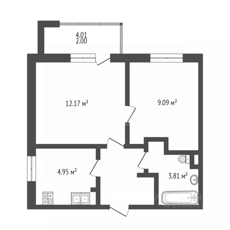 2-к кв. Омская область, Омск Светловская ул., 10 (34.8 м) - Фото 2