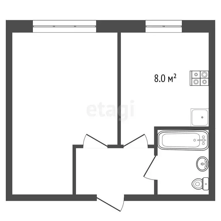 1-комнатная квартира: деревня Литега, 52 (30.9 м) - Фото 1