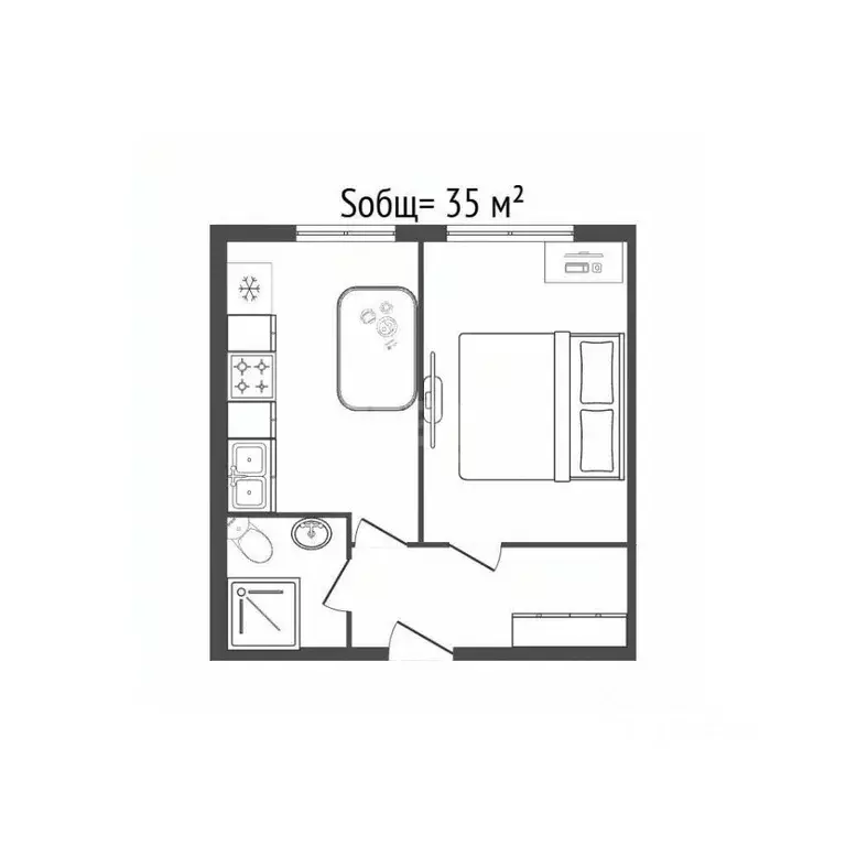 1-к кв. Брянская область, Брянск ул. Костычева, 72 (35.0 м) - Фото 1