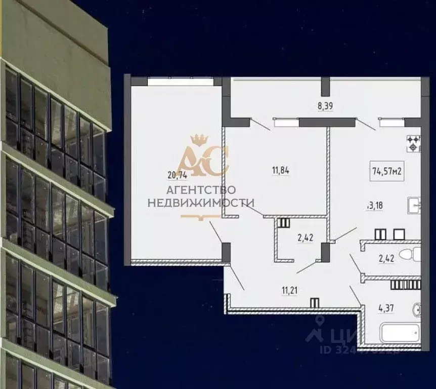 2-к кв. Крым, Феодосия ул. Грина, 43 (75.0 м) - Фото 1