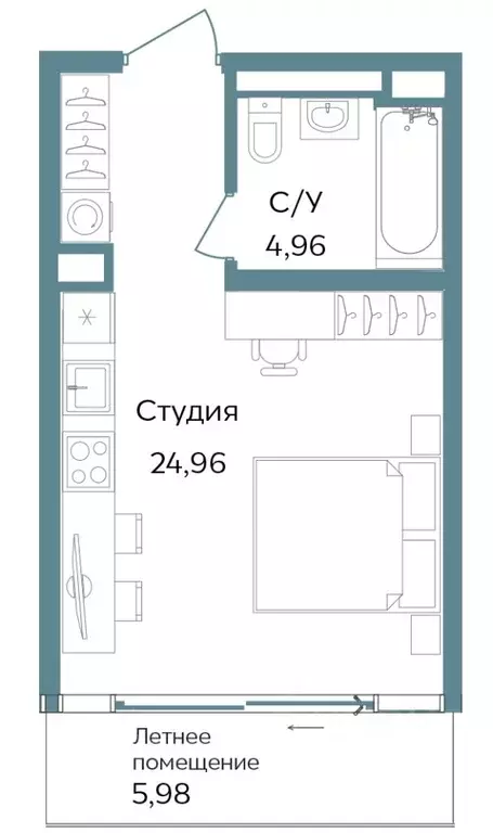 Студия Крым, Саки ул. Морская (45.9 м) - Фото 0