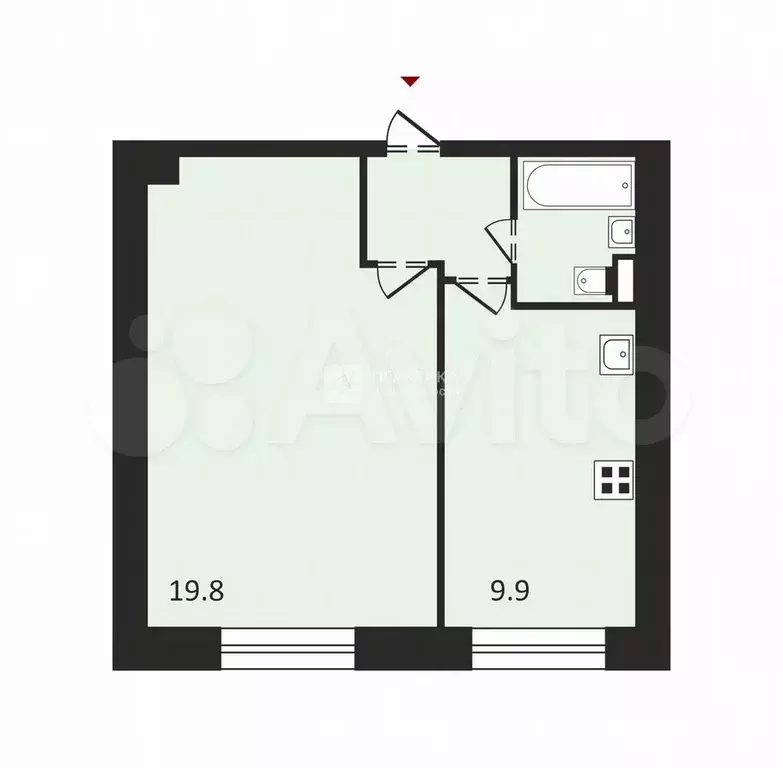 1-к. квартира, 35,1 м, 2/12 эт. - Фото 0